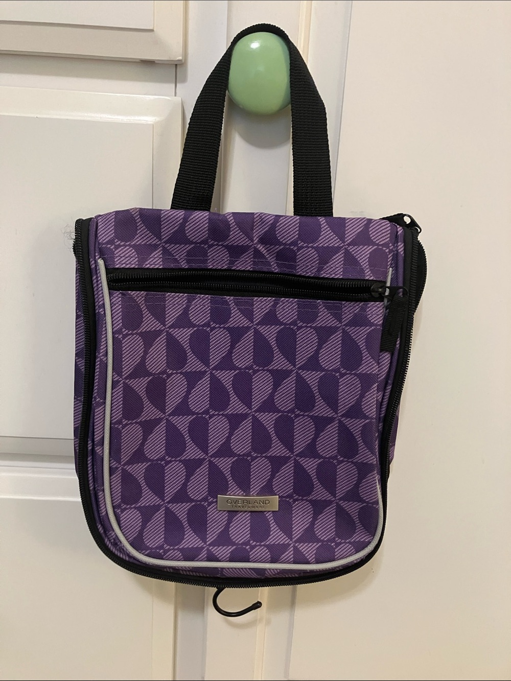 Overland Travelware Purple Heart Patterned Hanging Cosmetic Organizer
